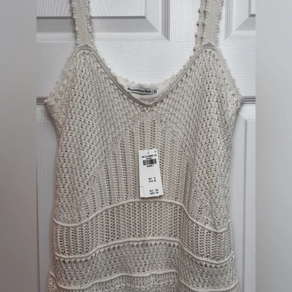 NWT Abercrombie and Fitch Crochet Style Mini Dress Cream
Color XL TALL(44” long) - Picture 6 of 11